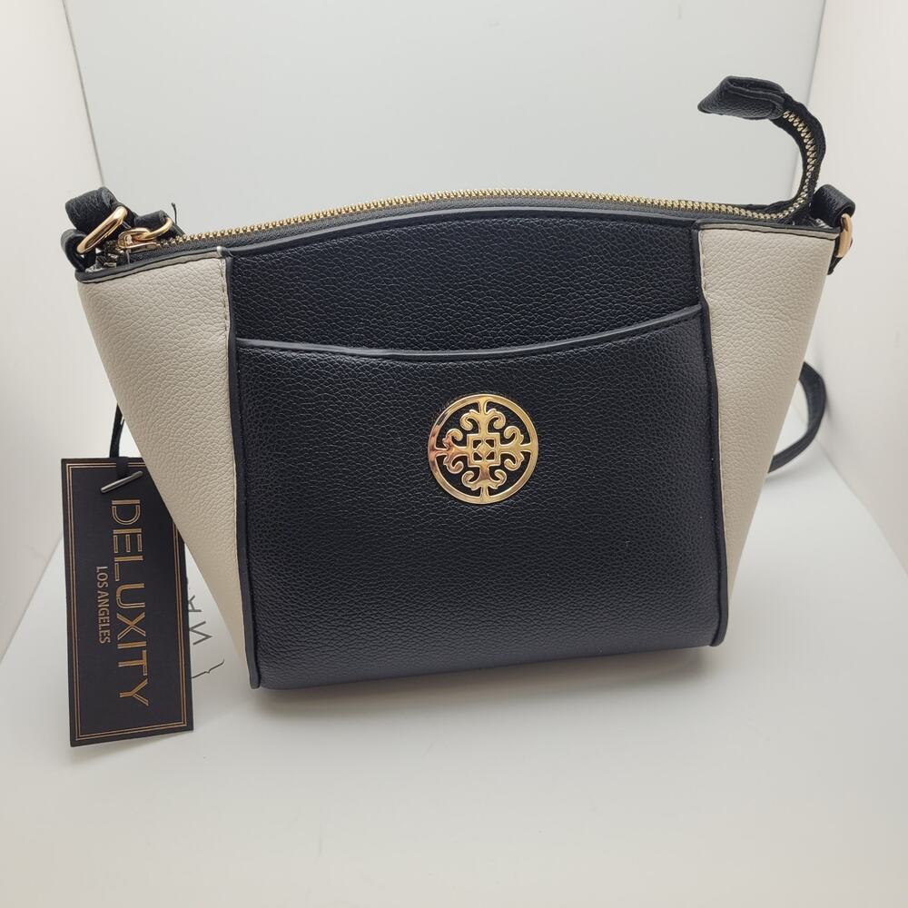 Black Ivory Crossbody Bag NWT Vegan Leather Minimalist Purse Colorblock Deluxity